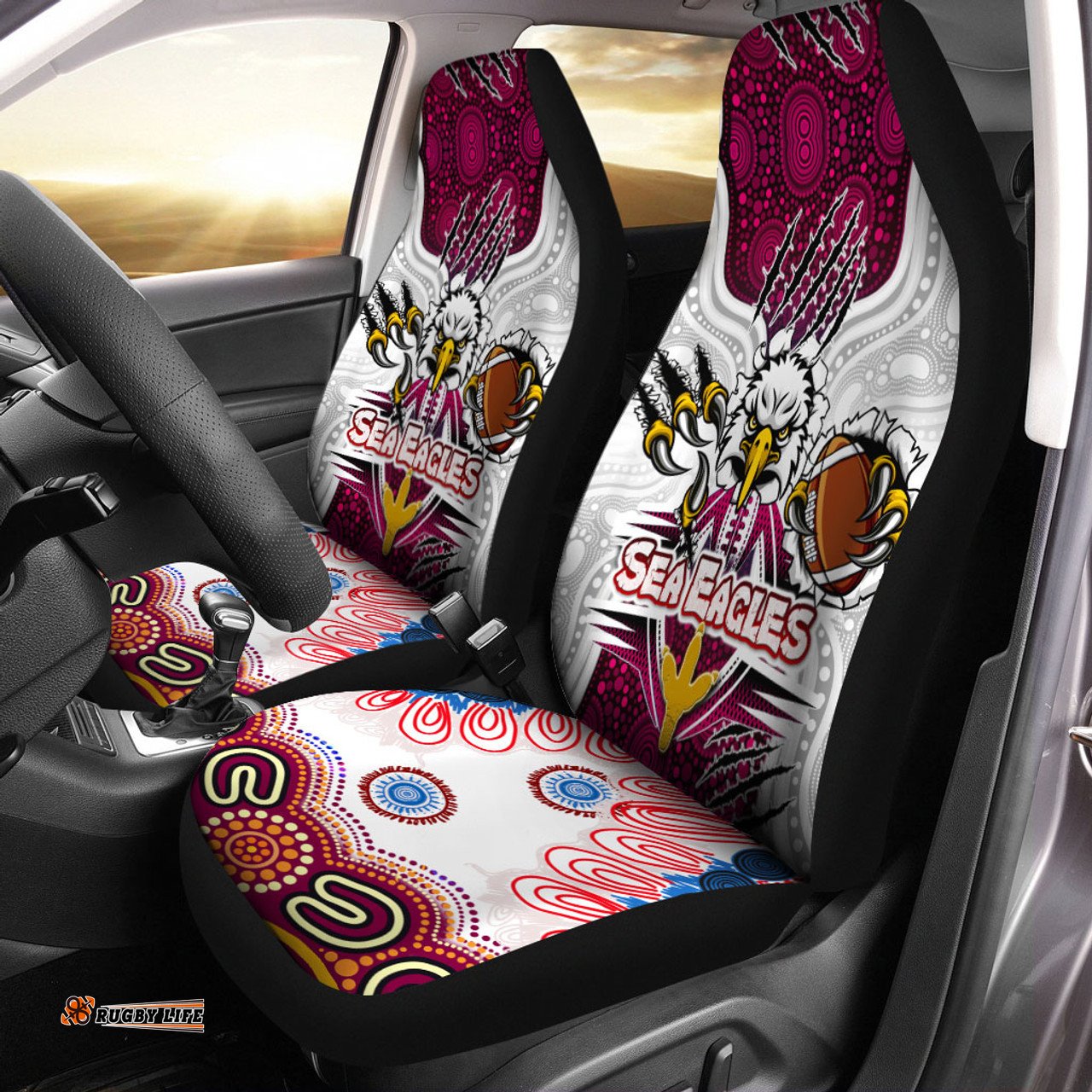 Manly Warringah Sea Eagles Indigenous Super Manly Warringah Sea Eagles Scratch Style Car Seat Covers