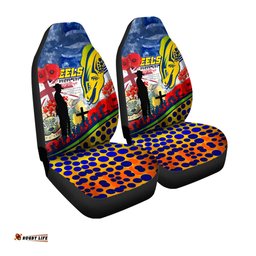 Parramatta Eels Anzac Day Lest We Forget Custom Remembrance Parramatta Eels With Anzac Poppy Watercolour Style Car Seat Covers