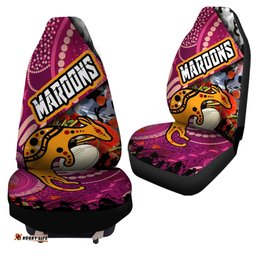 Maroons Rugby Anzac Aboriginal Inspired Maroons Aboriginal Inspired Pattern with Anzac Day Poppy Flower Car Seat Covers