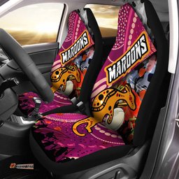 Maroons Rugby Anzac Aboriginal Inspired Maroons Aboriginal Inspired Pattern with Anzac Day Poppy Flower Car Seat Covers