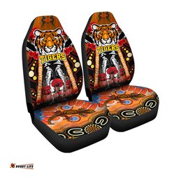 Australia Tigers Anzac Day Watercolour Custom Remembrance Tigers With Poppy Flower Car Seat Covers