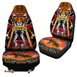 Australia Tigers Anzac Day Watercolour Custom Remembrance Tigers With Poppy Flower Car Seat Covers