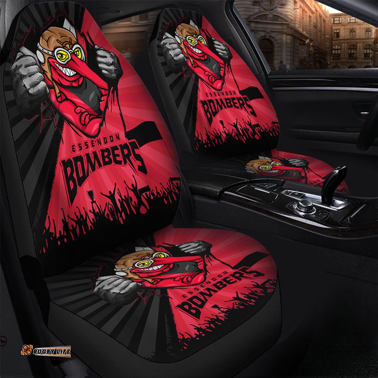 Essendon Breaking Through Fan Design Car Seat Covers