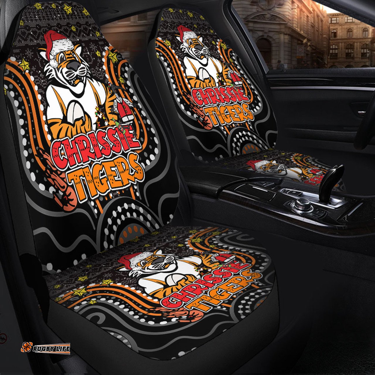 Wests Tigers Christmas Custom Christmas Knit Patterns Vintage Jersey Ugly Car Seat Covers