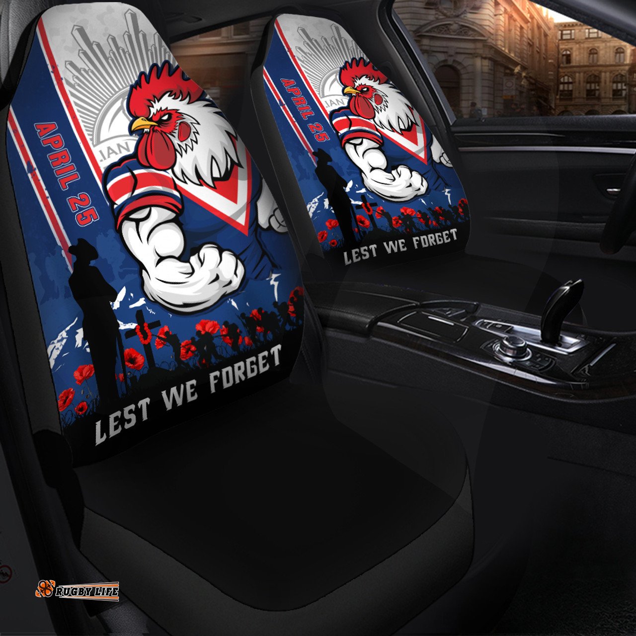Sydney Roosters Anzac Day Lest We Forget Strong Fighting Spirit Car Seat Covers
