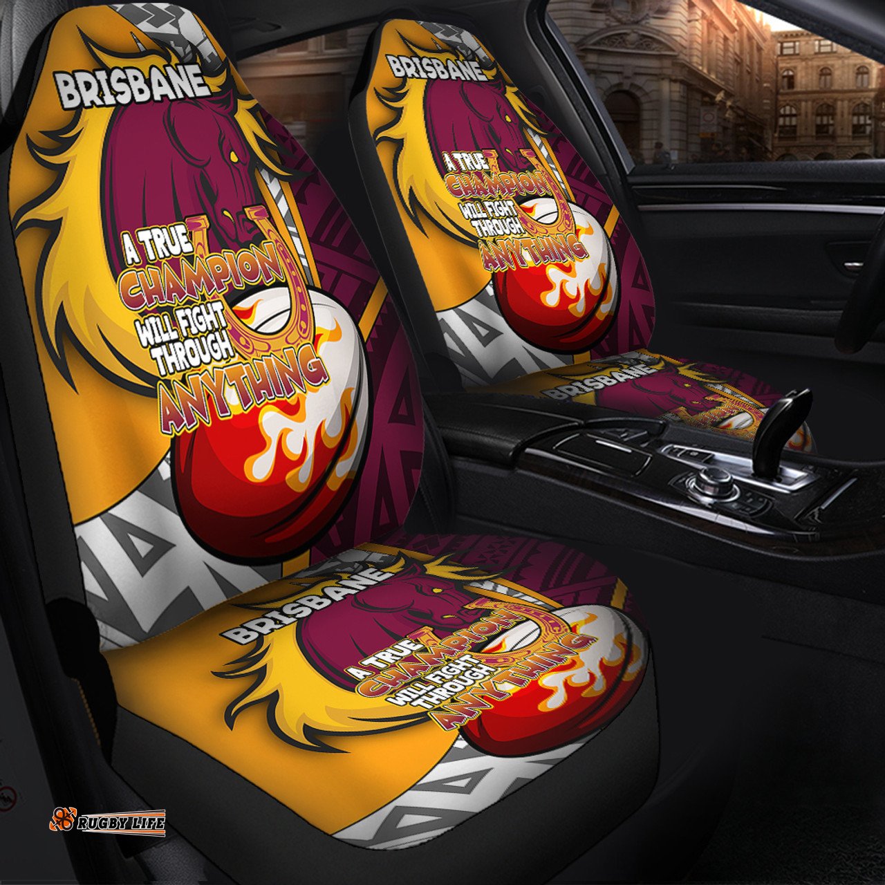 Brisbane Broncos A True Champion Will Fight Through Anything With Polynesian Patterns Car Seat Covers
