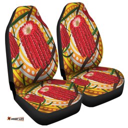 Australia Flowers Aboriginal Aboriginal Dot Painting With Red Banksia Flower Car Seat Covers