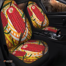 Australia Flowers Aboriginal Aboriginal Dot Painting With Red Banksia Flower Car Seat Covers