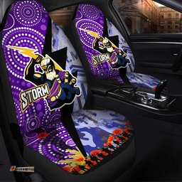 Melbourne Storm Anzac Aboriginal Inspired Melbourne Storm with Remembrance Day Poppy Flower Car Seat Covers