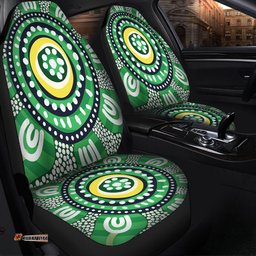 Australia Dot Painting Inspired Aboriginal Green Aboriginal Inspired Dot Art Car Seat Covers