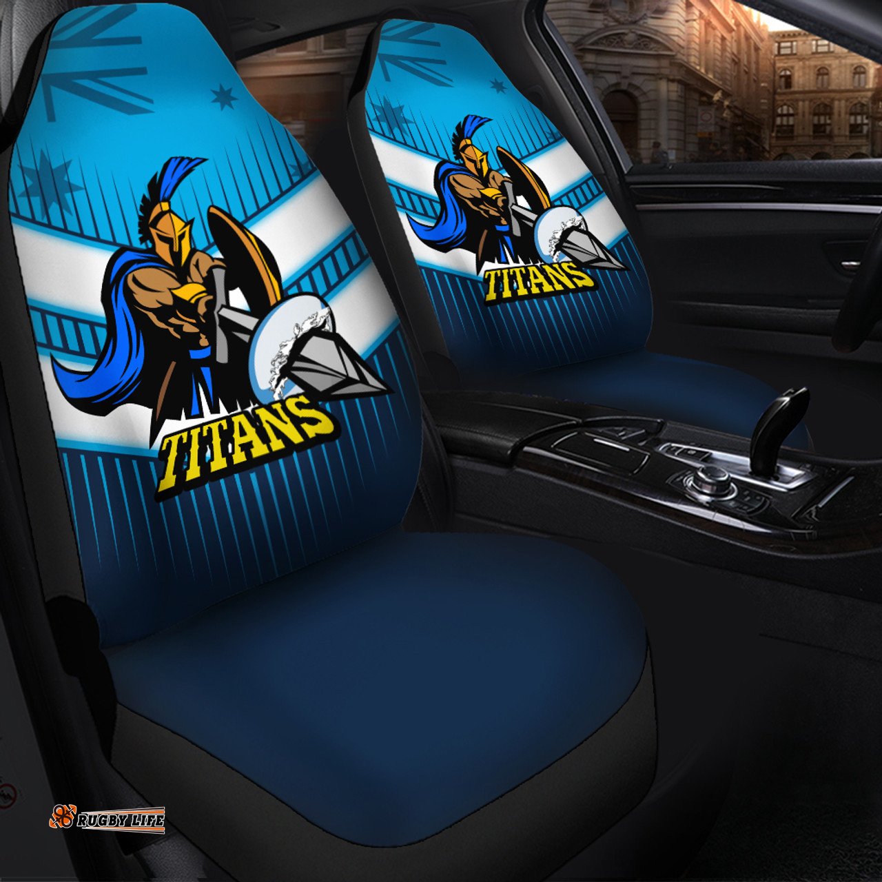 Gold Coast Titans Gold Coast Titans Mascot With Australia Flag Car Seat Covers