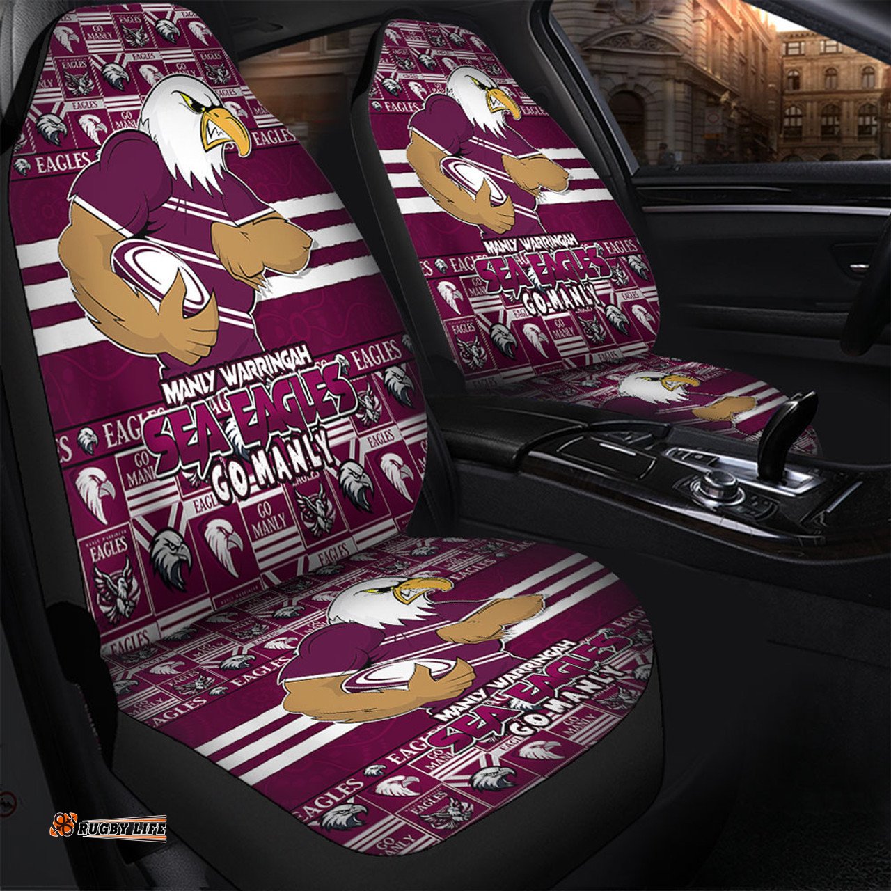 Manly Warringah Sea Eagles Champions Pride Comic Style Car Seat Covers