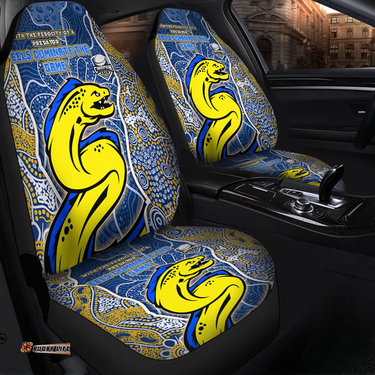 Parramatta Eels Grand Final Custom Custom Parramatta Eels With Contemporary Style Of Aboriginal Painting Car Seat Covers