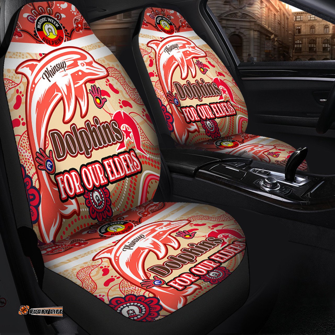 Redcliffe Dolphins Naidoc Week Custom For Our Elders Home Jersey Car Seat Covers