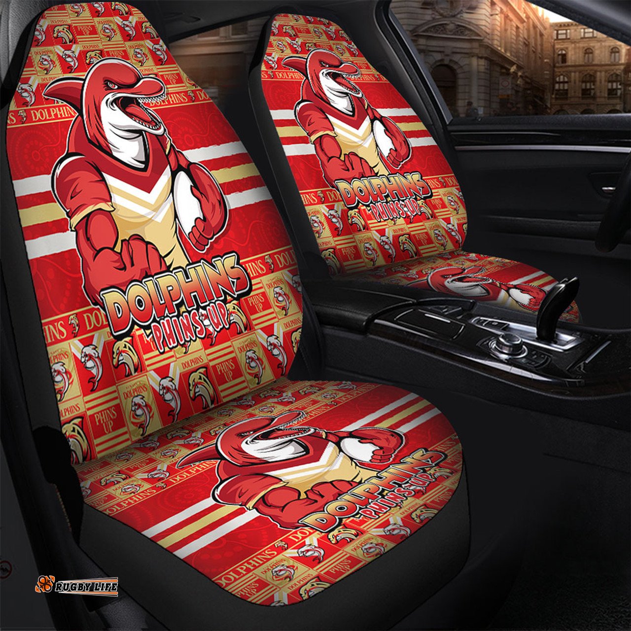 Redcliffe Dolphins Champions Pride Comic Style Car Seat Covers