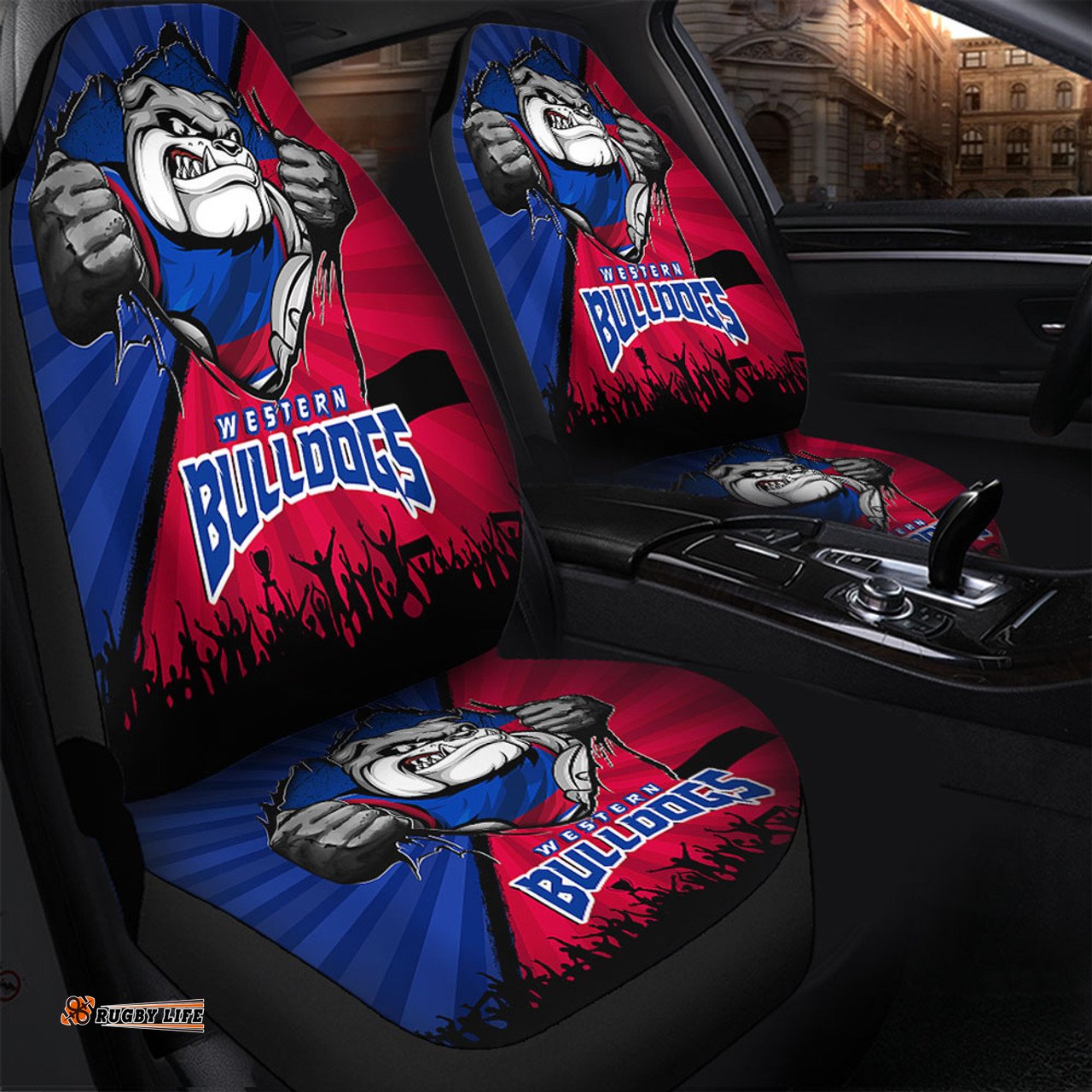 Western Bulldogs Breaking Through Fan Design Car Seat Covers
