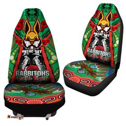 South Sydney Rabbitohs Remembrance Indigenous Rabbitohs With Poppy Flower Car Seat Covers