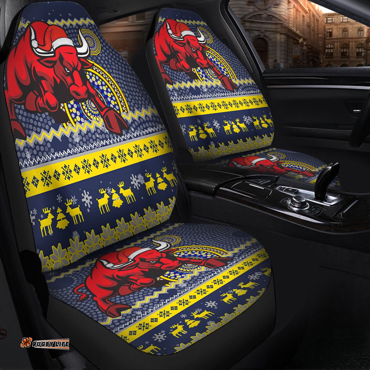 North Queensland Cowboys Australia Ugly Xmas With Aboriginal Patterns For Die Hard Fans Car Seat Covers