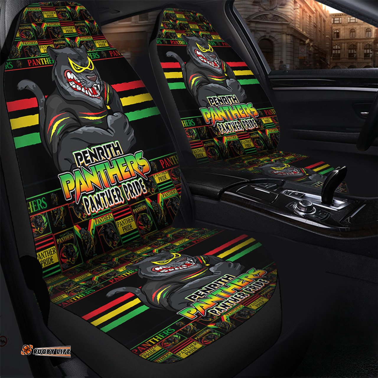 Penrith Panthers Champions Pride Comic Style Car Seat Covers