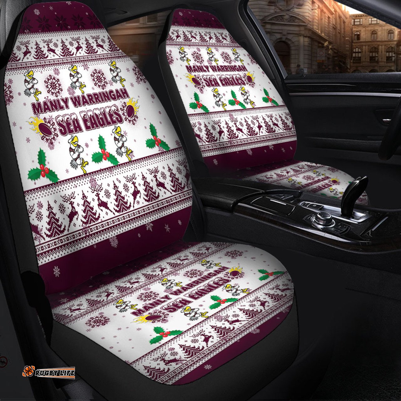 Manly Warringah Sea Eagles Christmas Manly Warringah Sea Eagles Special Ugly Christmas Car Seat Covers