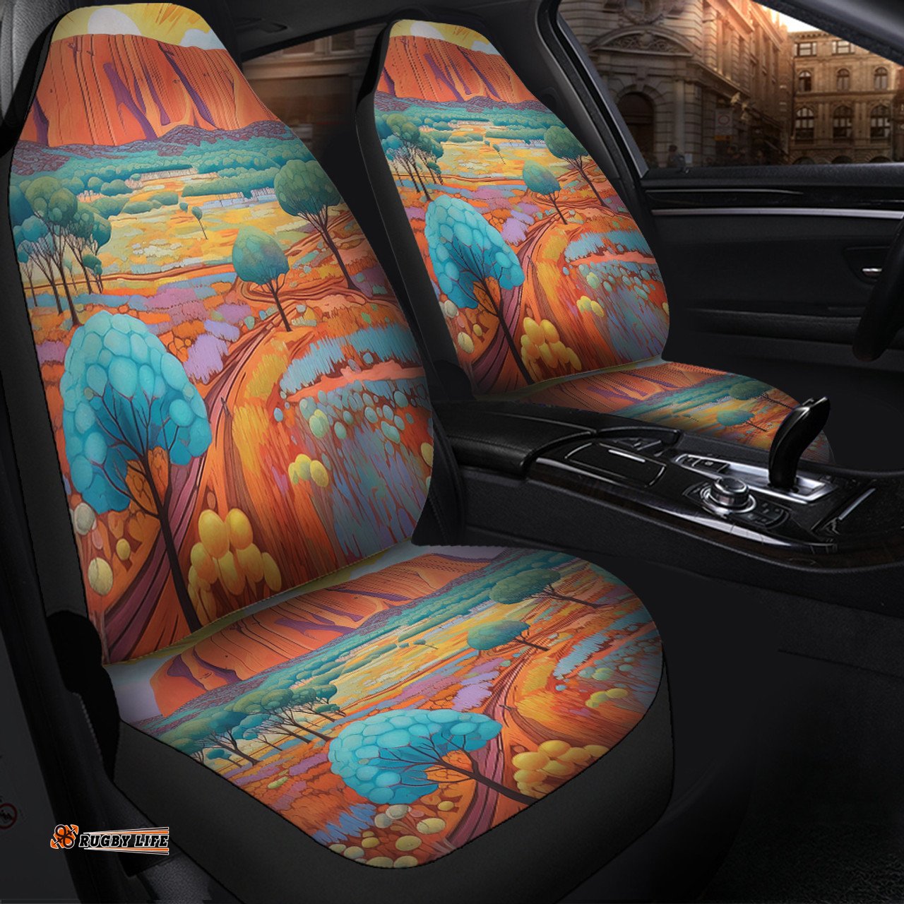 Urulu Travelling Urulu Mountain Oil Painting Art Car Seat Covers