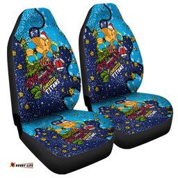 Gold Coast Titans Christmas Custom Let's Get Lit Chrisse Pressie Car Seat Covers