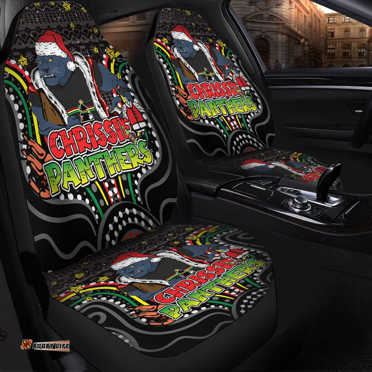 Penrith Panthers Christmas Custom Christmas Knit Patterns Vintage Jersey Ugly Car Seat Covers