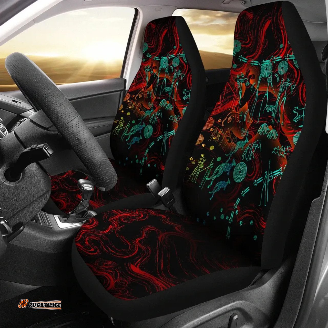 Australia Kangaroo Adults Indigenous Art Car Seat Covers