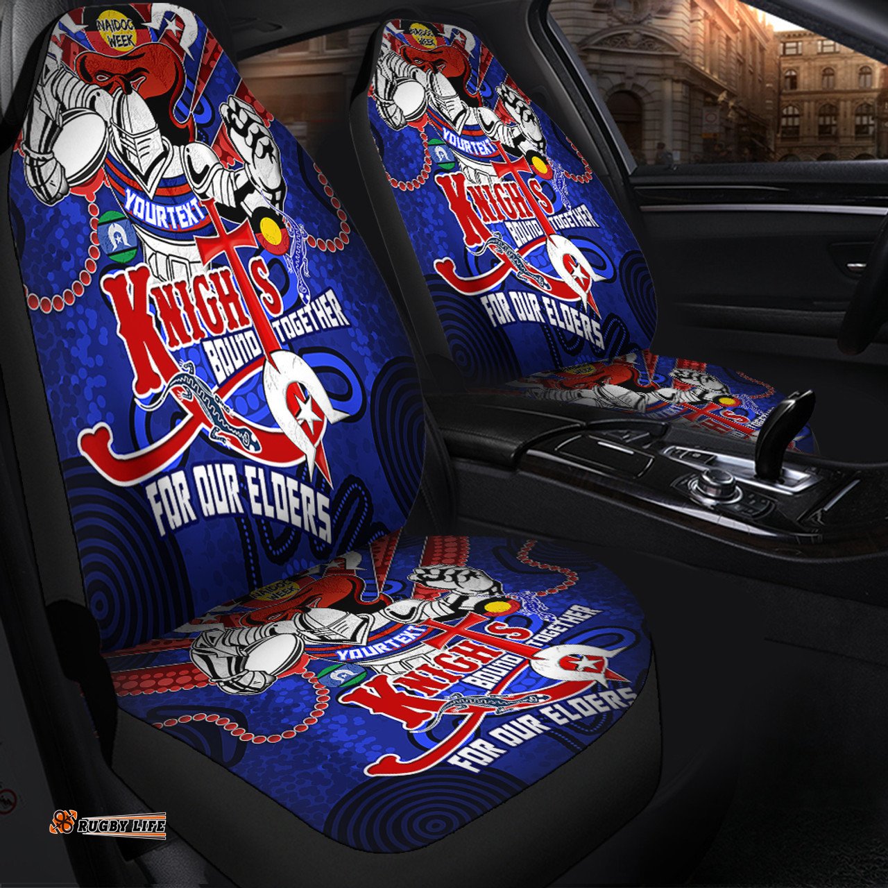 Newcastle Knights Naidoc Week Custom Newcastle Knights Naidoc Week For Our Elders Knights Bound Together Car Seat Covers
