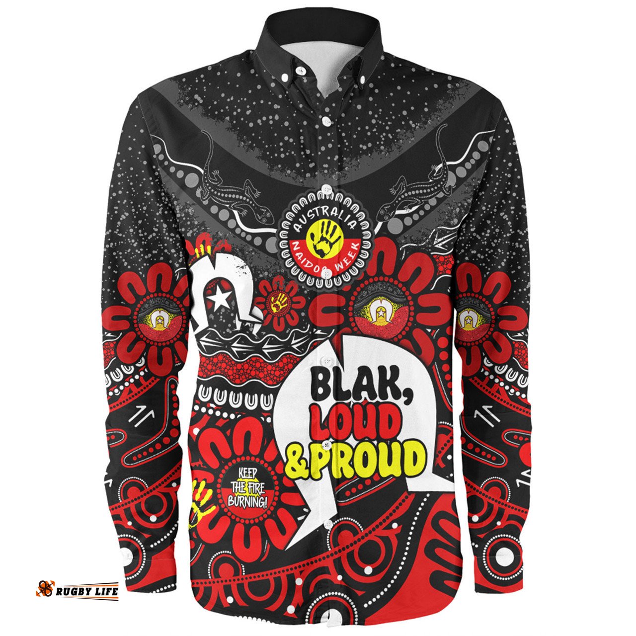 Amazing Aussie Australia Naidoc Week Torres Strait Symbol With Aboriginal Pattern Inspired Black Long Sleeve Shirt