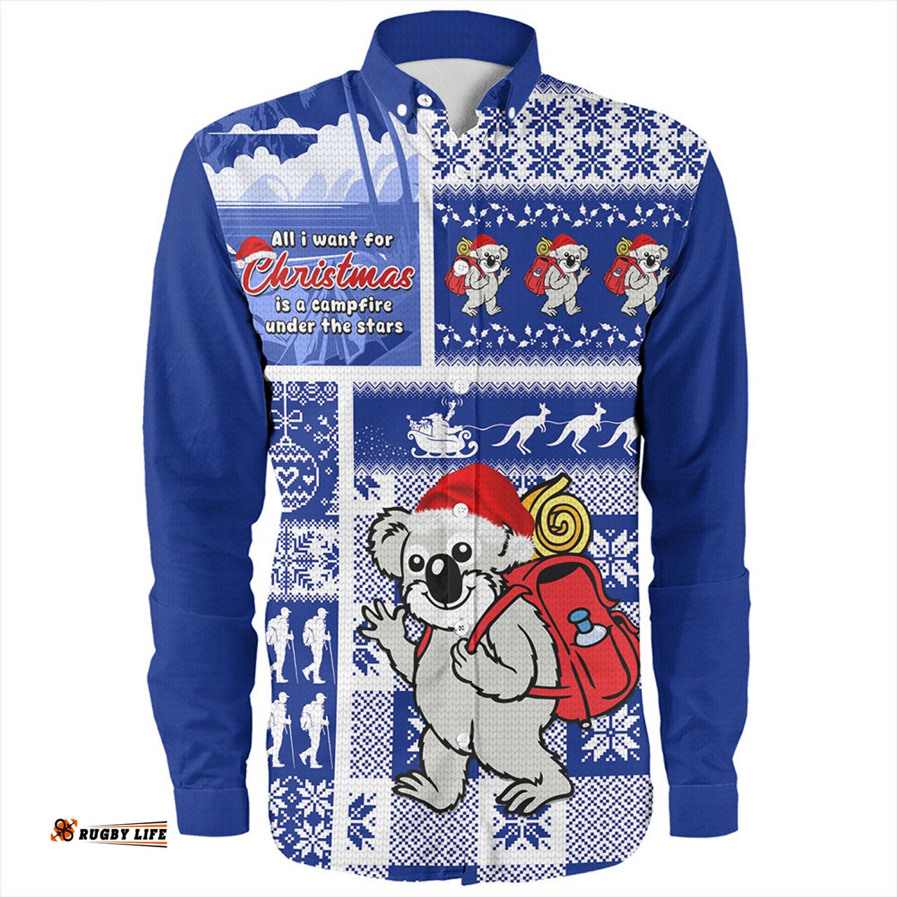 Amazing Aussie Australia Koala Wonderland Christmas Blue Long Sleeve Shirt