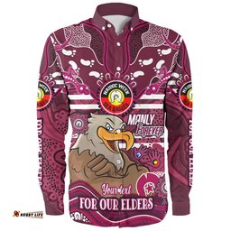 Amazing Aussie Manly Warringah Sea Eagles Custom For Our Elders Home Jersey Shirt Long Sleeve Shirt