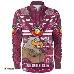 Amazing Aussie Manly Warringah Sea Eagles Custom For Our Elders Home Jersey Shirt Long Sleeve Shirt