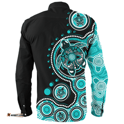 Amazing Aussie Australia Indigenous Turtle Aboriginal Dot Art Turquoise Long Sleeve Shirt
