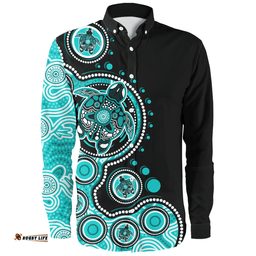 Amazing Aussie Australia Indigenous Turtle Aboriginal Dot Art Turquoise Long Sleeve Shirt