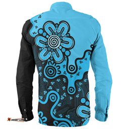 Amazing Aussie Australia Aboriginal Style Of Background Blue Long Sleeve Shirt