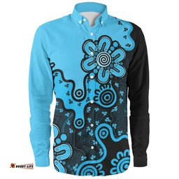 Amazing Aussie Australia Aboriginal Style Of Background Blue Long Sleeve Shirt