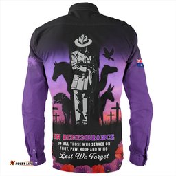 Amazing Aussie Australia Anzac Day Lest We Forget War Animals Purple Poppy Long Sleeve Shirt