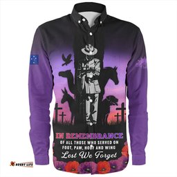 Amazing Aussie Australia Anzac Day Lest We Forget War Animals Purple Poppy Long Sleeve Shirt