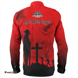 Amazing Aussie Australia Anzac Day Lest We Forget Red Poppy Long Sleeve Shirt