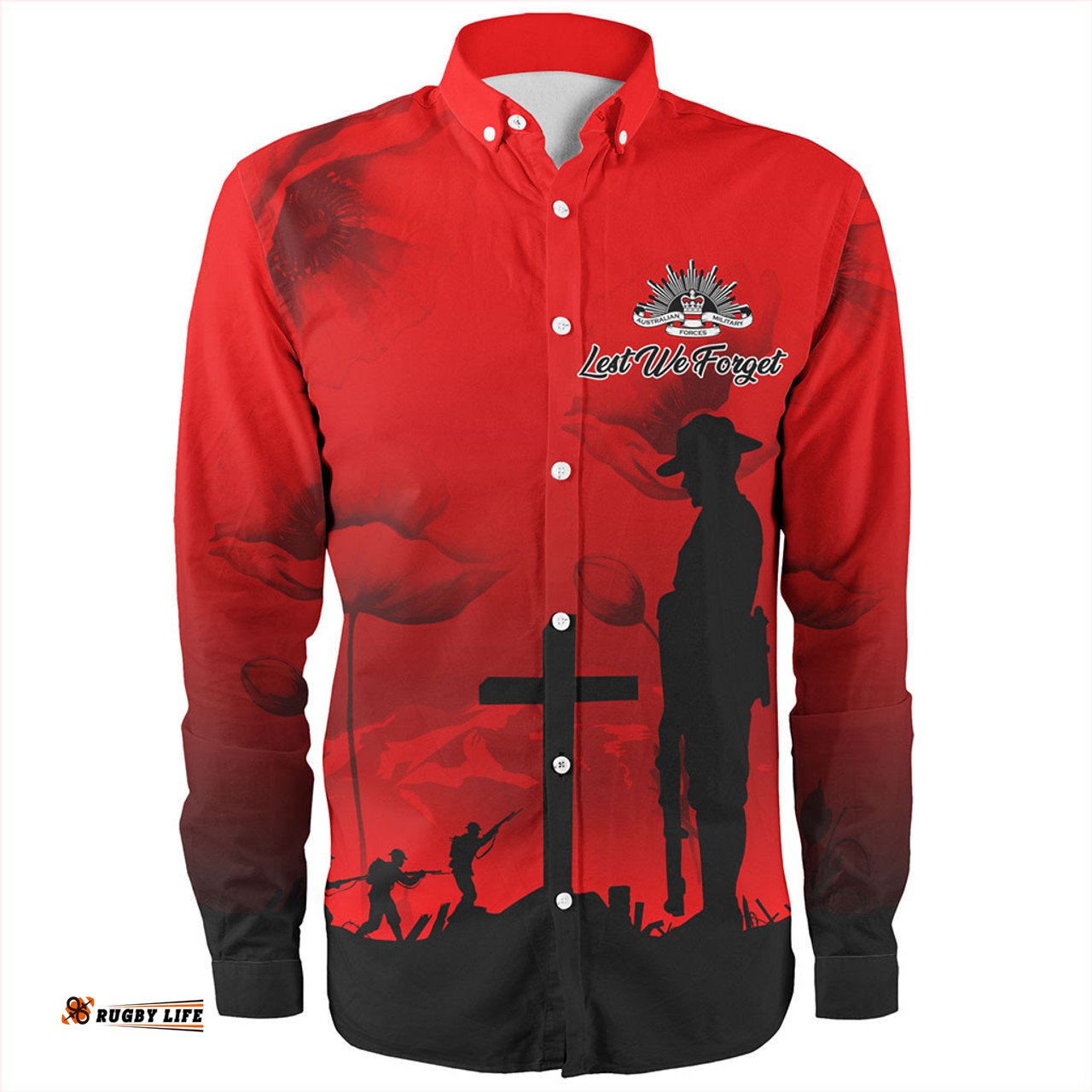 Amazing Aussie Australia Anzac Day Lest We Forget Red Poppy Long Sleeve Shirt