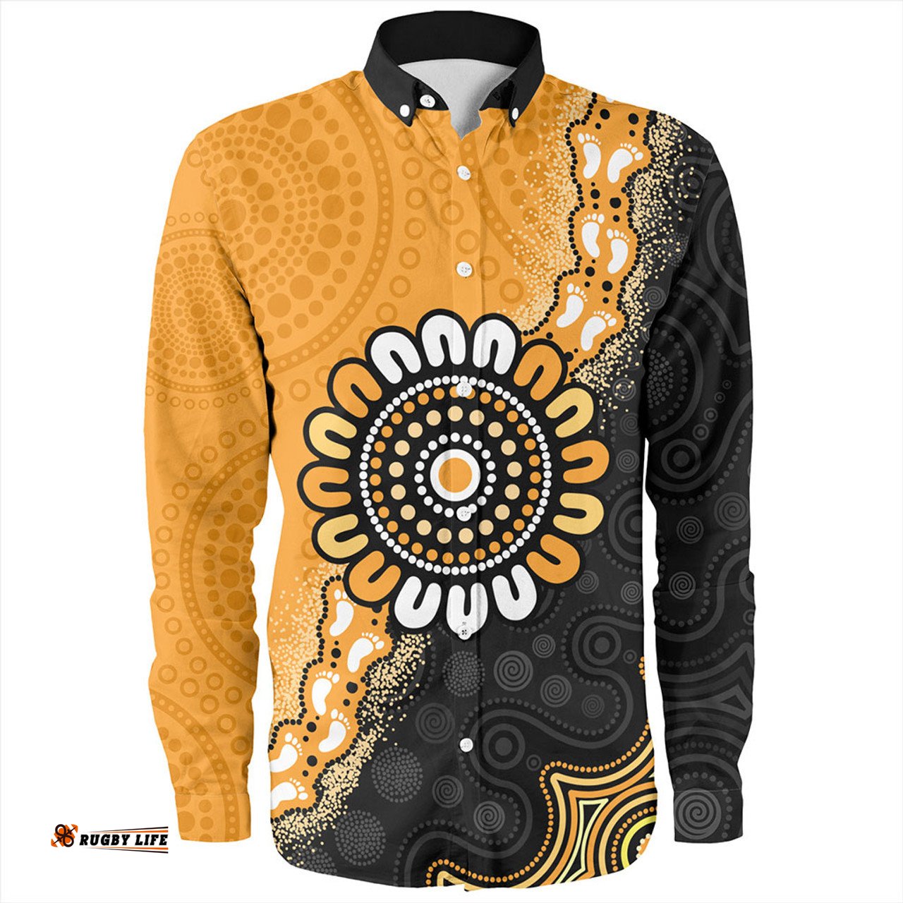 Amazing Aussie Australia Aboriginal Indigenous Dot Painting Half People Setting Symbols Long Sleeve Shirt