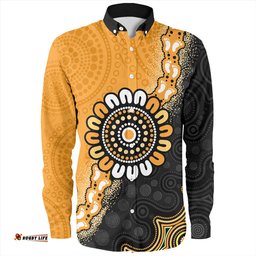 Amazing Aussie Australia Aboriginal Indigenous Dot Painting Half People Setting Symbols Long Sleeve Shirt