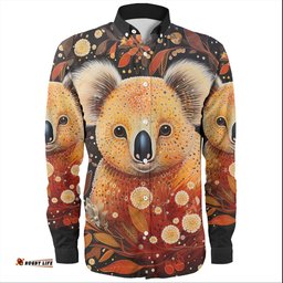 Amazing Aussie Australia Koala Customs Aboriginal Koala With Golden Wattle Flowerss Long Sleeve Shirt
