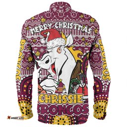 Amazing Aussie Brisbane Broncos Christmas Custom Christmas Knit Patterns Vintage Jersey Ugly Long Sleeve Shirt