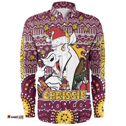 Amazing Aussie Brisbane Broncos Christmas Custom Christmas Knit Patterns Vintage Jersey Ugly Long Sleeve Shirt