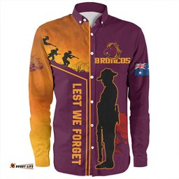Amazing Aussie Brisbane Broncos Anzac Day Lest We Forget Poppy Long Sleeve Shirt
