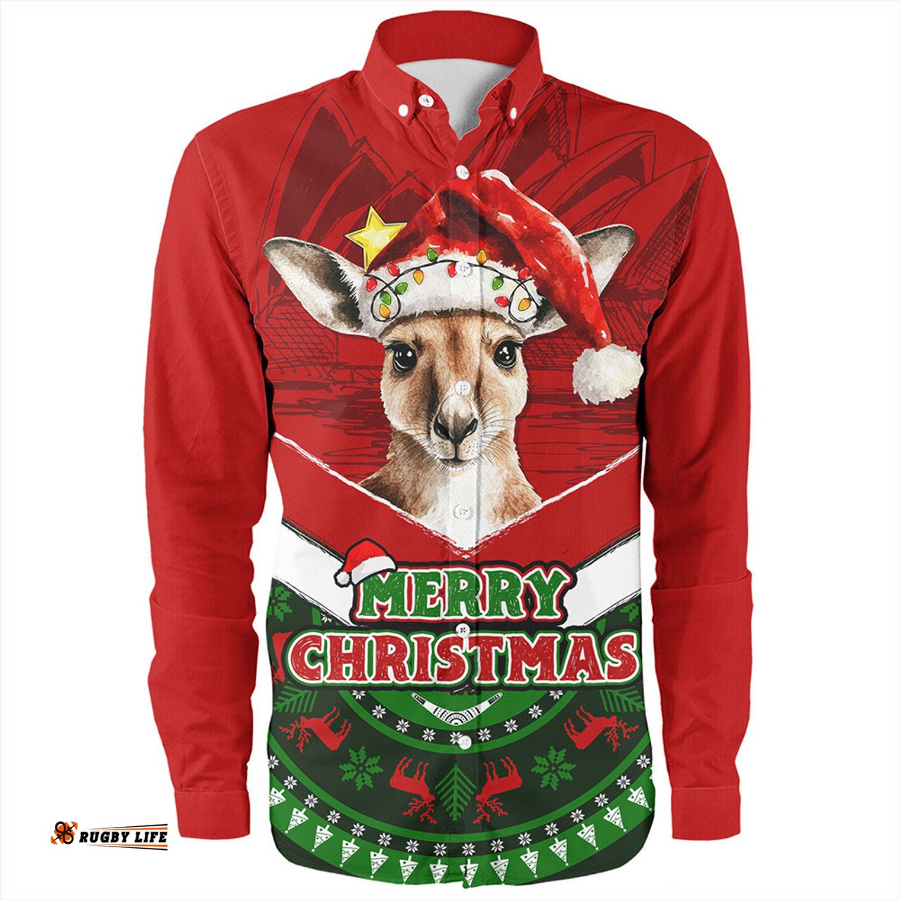 Amazing Aussie Australia Holiday Kangaroo Merry Christmas Long Sleeve Shirt