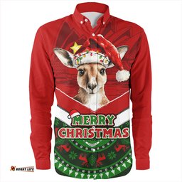 Amazing Aussie Australia Holiday Kangaroo Merry Christmas Long Sleeve Shirt