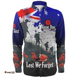 Amazing Aussie Australia Custom Anzac Day Soldiers With Australia Flag Grunge Style Long Sleeve Shirt
